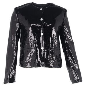 Theory Evening Satin Jacket in Black Sequin